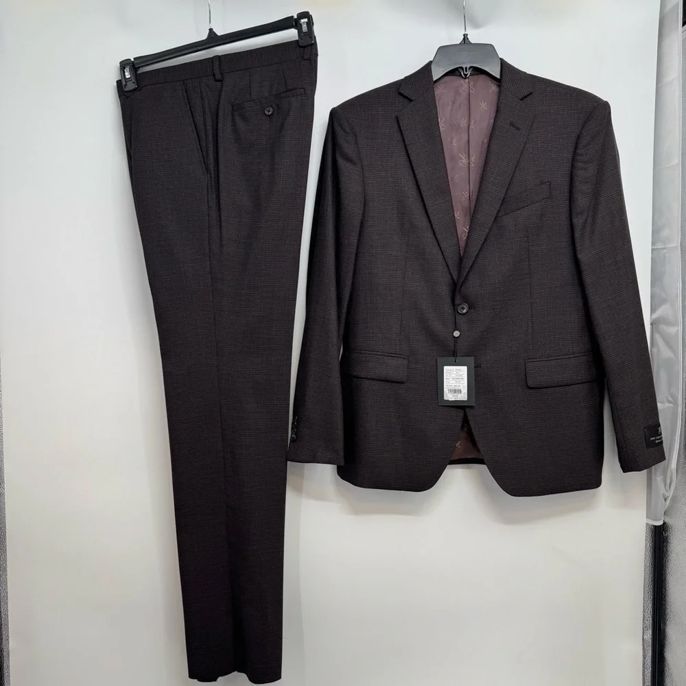 John Varvatos Bleecker-NN Wool 2-Piece Suit - NWT Size 40S 33S Brown MSRP $595